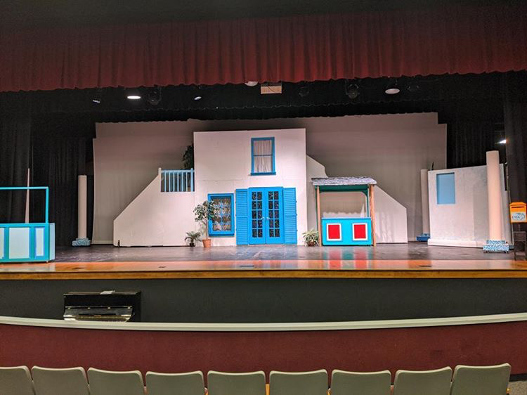 Westerville North parents and students come together on Monday, February 17th to move in the set for the upcoming musical, Mamma Mia.