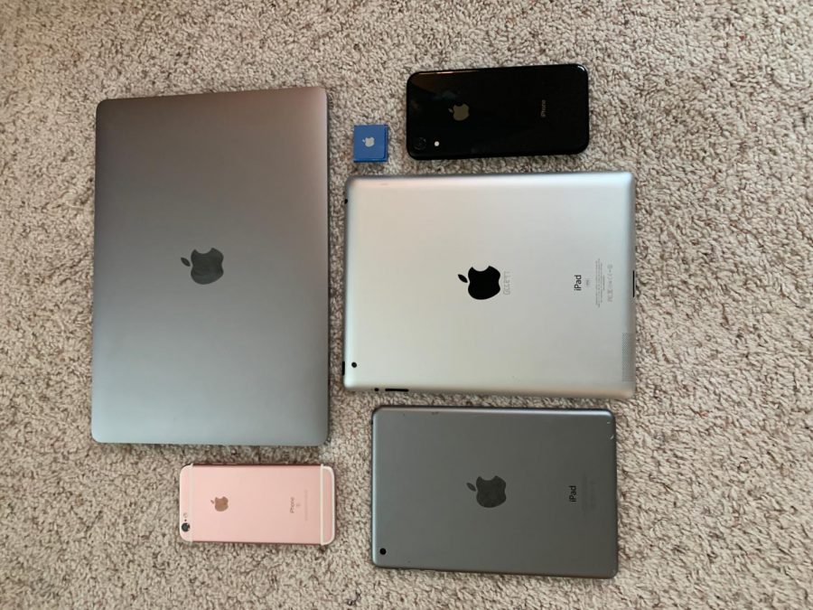 A collection of Apple products over the years.