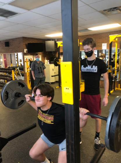 Westerville North baseball player, Connor Warthman, in the weight room for a preseason workout. 
Photo Courtesy of Donovan Varney 

