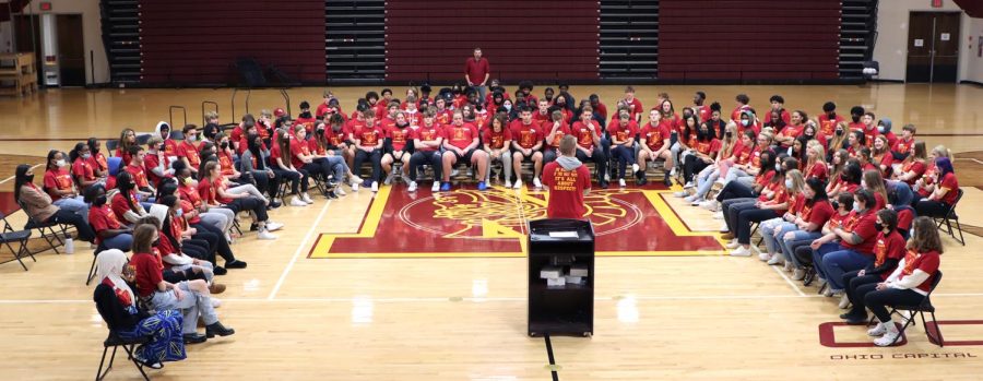 Westerville North students gather in the gymnasium for the Warrior Way Leadership Summit. About 160 students partook in the summit. 