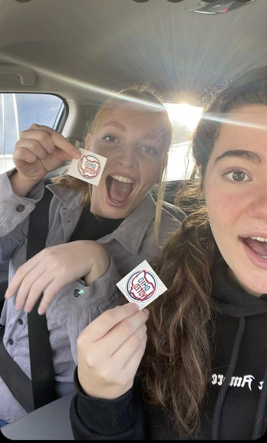 First time voters Gaby Mercurio and Emma Blanchong on election day. Many Westerville North Students voted for the first time on Nov. 8.