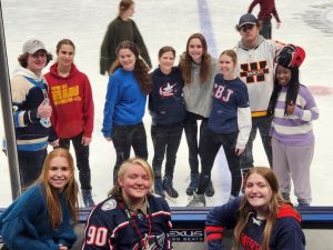 The Odyssey skates on the rink at Nationwide Arena during Public Relations Day. This field trip was an experience for young journalists to learn how to work in the field.