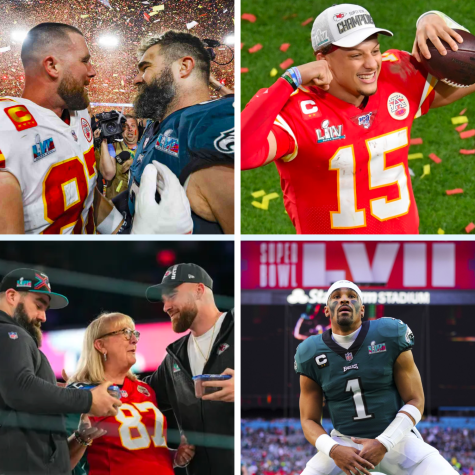 A collage of pictures showcase the Super Bowl firsts. Super Bowl LVII was the first time two brothers met in the Super Bowl as well as the first time two Black quarterbacks faced off. 
