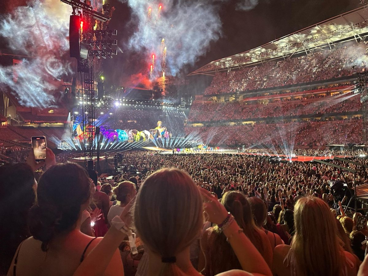 Swift and her dancers take a bow in Cincinnati after three and a half hours of performing. She performed to a sold out 65,000 people.