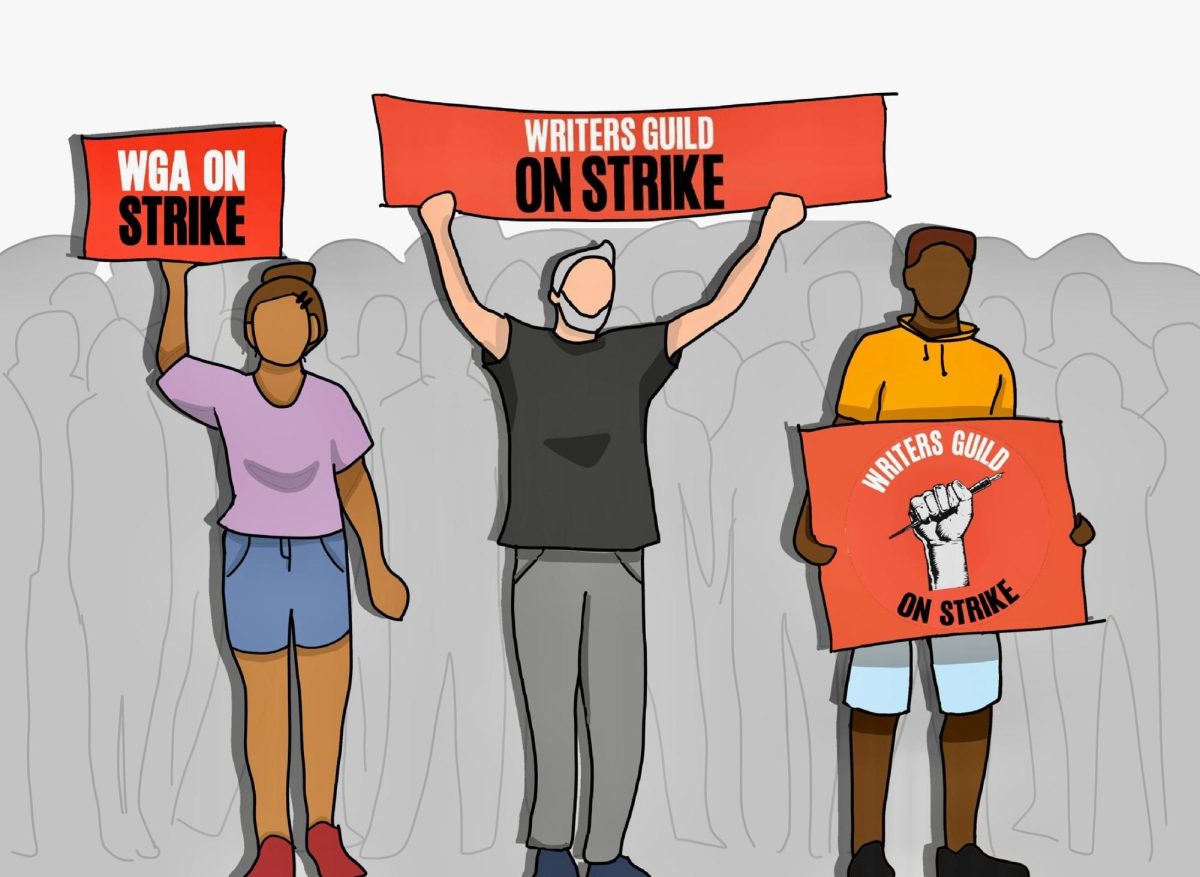 This drawing represents workers on strike. The WGA has recently reached an agreement with The Alliance.