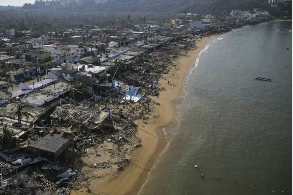 A view of the beach on Oct. 27, 2023 showing the damage caused by Hurricane Otis on the shoreline. Taken by Rodrigo Oropeza on AFP via Getty Images