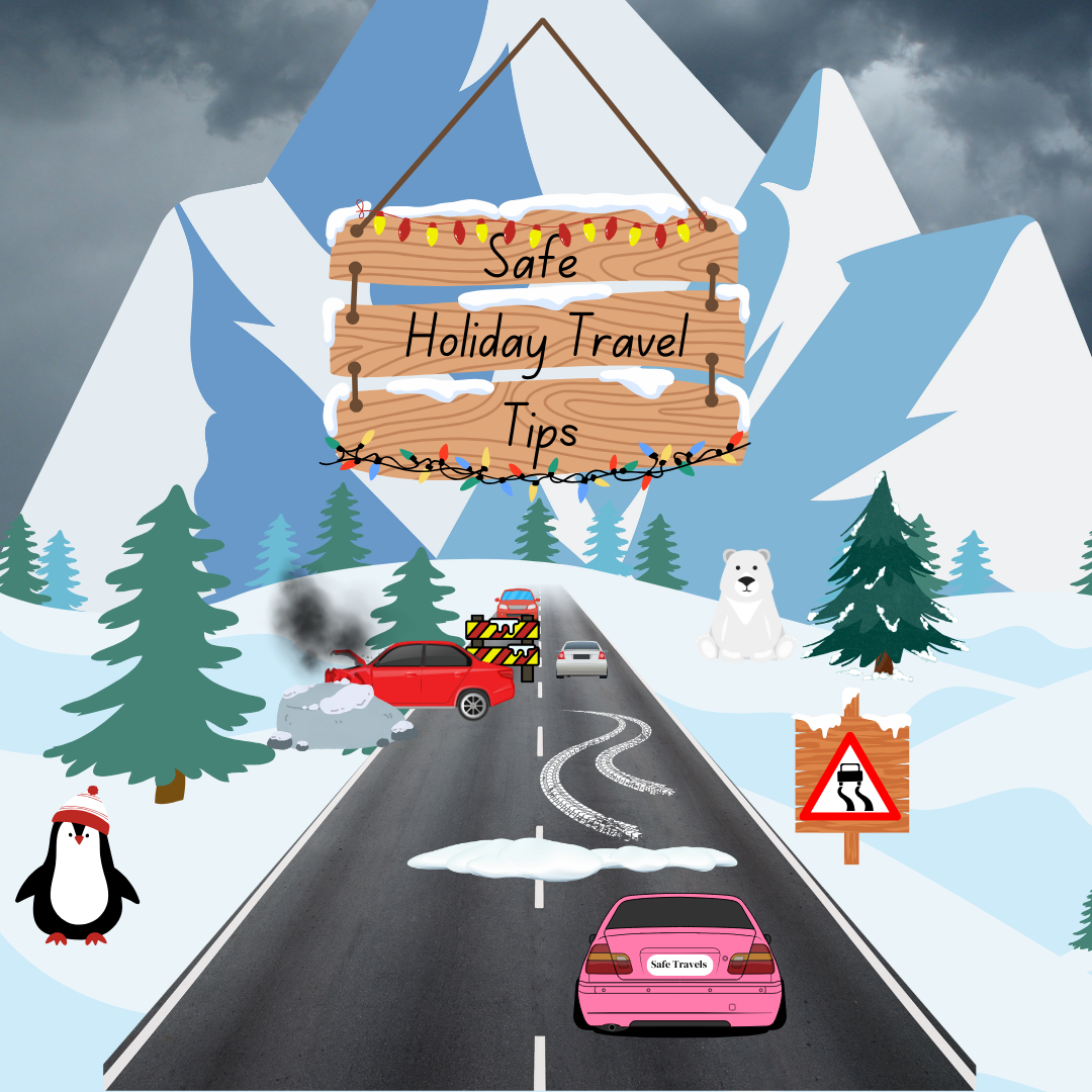 Many travelers are facing major holiday delays from weather, traffic and crashes. People should plan in advance for delays and try to travel on the less common days. Made with Canva.