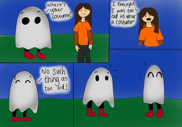 Westerville asserts that there is no age limit to trick-or-treating, as long as you do it safely and respectfully. Art by Anna Layne